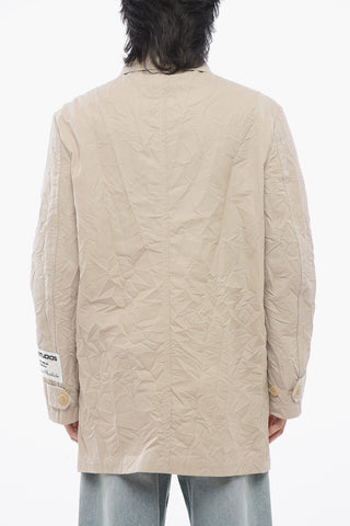 Wrinkled Effect Unlined Coat with Hidden Closure