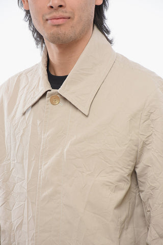 Wrinkled Effect Unlined Coat with Hidden Closure