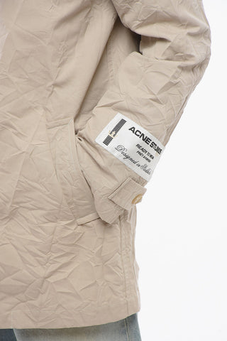Wrinkled Effect Unlined Coat with Hidden Closure