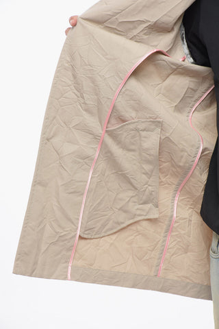 Wrinkled Effect Unlined Coat with Hidden Closure