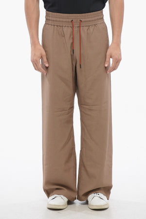 Pantaloni Wide Leg in Misto Cotone con Coulisse