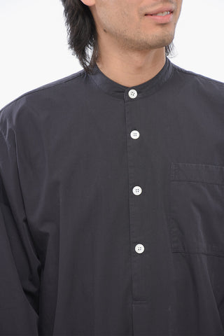 TEKLA Maxi Camicia in Popline di Cotone con Spacchi Laterali
