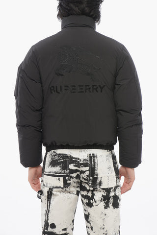 Multipocketed Down Jacket with Back Embroidered Logo