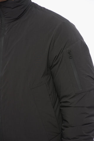 Multipocketed Down Jacket with Back Embroidered Logo