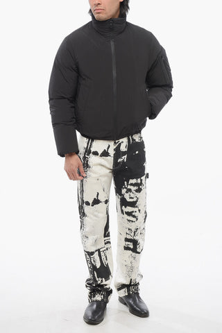 Multipocketed Down Jacket with Back Embroidered Logo