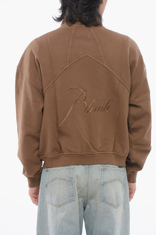 Cotton Sweatshirt with Embossed Logo and Half Zip