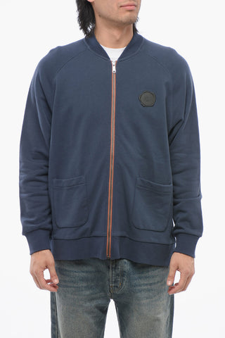 Garment-Dyed Cotton Zip-Up Sweatshirt With Patch Pockets
