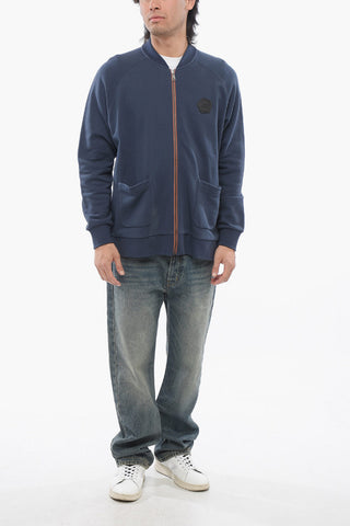 Garment-Dyed Cotton Zip-Up Sweatshirt With Patch Pockets