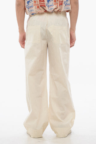 TEKLA Pantaloni in Cotone a Righe con Elastico in Vita