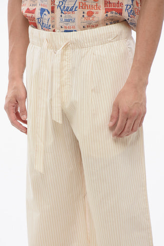 TEKLA Pantaloni in Cotone a Righe con Elastico in Vita