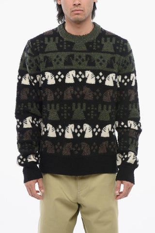 Embroidered-Wool Crewneck Sweater CHESS