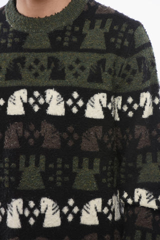 Embroidered-Wool Crewneck Sweater CHESS