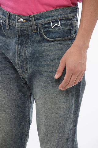 Jeans 90S mit dunkler Waschung und Gürtelschlaufen 22cm