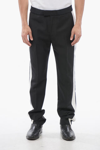 Mohair Blend Pants with Side Contrasting Bands
