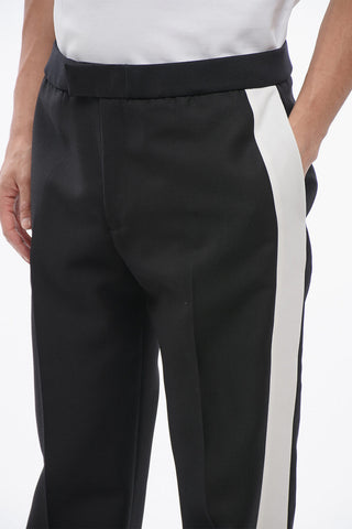 Mohair Blend Pants with Side Contrasting Bands
