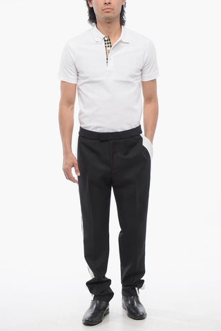 Mohair Blend Pants with Side Contrasting Bands