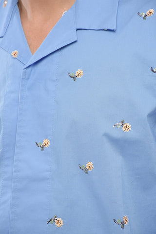 보울링 혼방 코튼 셔츠 스팽글 자수