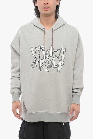 Hoodie aus aufgerauter Baumwolle mit besticktem Logo