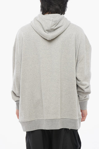 Felpa Hoodie in Cotone Garzato con Logo Ricamato