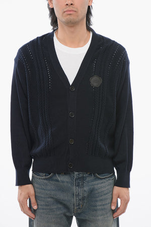 Zopfstrick-Cardigan aus Baumwollmischung