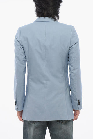 Slim Fit Cotton Twill Blazer with Flap Pockets