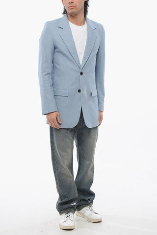 Slim Fit Cotton Twill Blazer with Flap Pockets