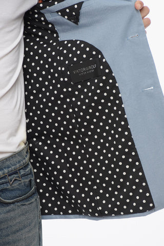 Slim Fit Cotton Twill Blazer with Flap Pockets