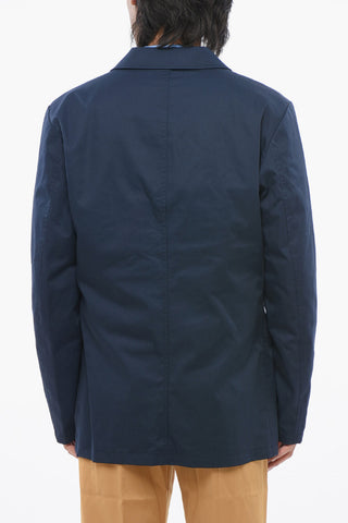 Blazer in Misto Cotone con Tasche a Toppa