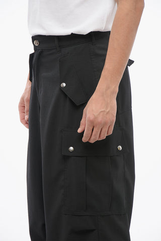 Cotton Cargo Pants with Logo Buttons