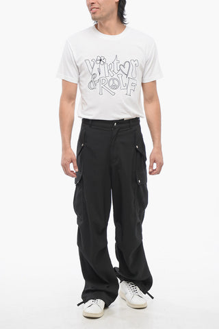 Cotton Cargo Pants with Logo Buttons