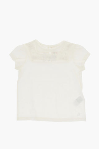 Cotton FINA Crew-neck T-shirt with Perforated Details