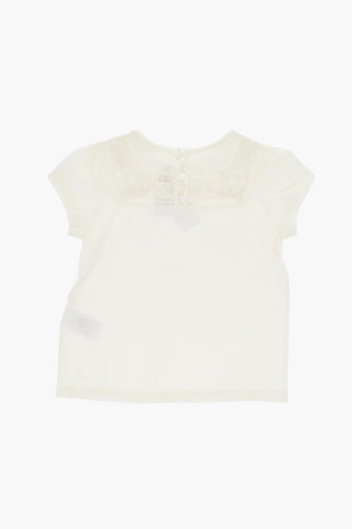 Cotton FINA Crew-neck T-shirt with Perforated Details
