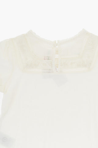 Cotton FINA Crew-neck T-shirt with Perforated Details