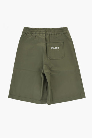 Cotton Stretch Shorts with Logo Button
