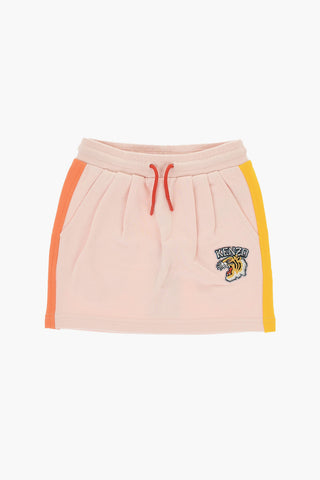 Brushed Cotton Mini Skirt with Contrasting Side Bands