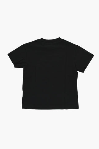 Solid Color Crew-neck T-Shirt with Neon Logo