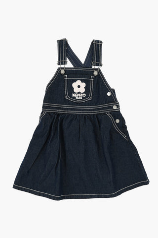 Vestito Salopette in Denim con Logo Stampato