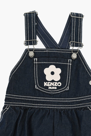 Vestito Salopette in Denim con Logo Stampato