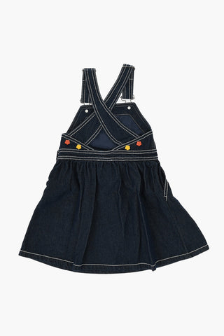 Vestito Salopette in Denim con Logo Stampato