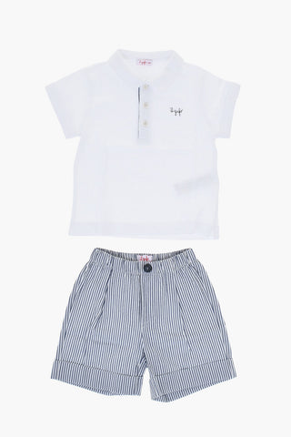Set Polo a 3 Bottoni e Pantaloni a Righe Awning