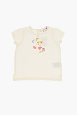Solid Color CIRA Crew-neck T-Shirt with Frontal Print