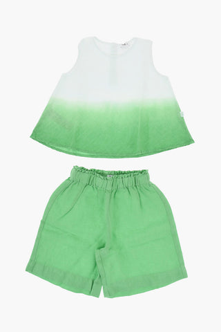 Faded Effect Linen Top and Shorts Set