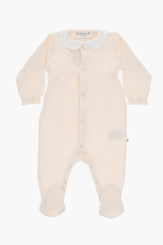 Cotton Romper suit with Lurex Embroidery Collar