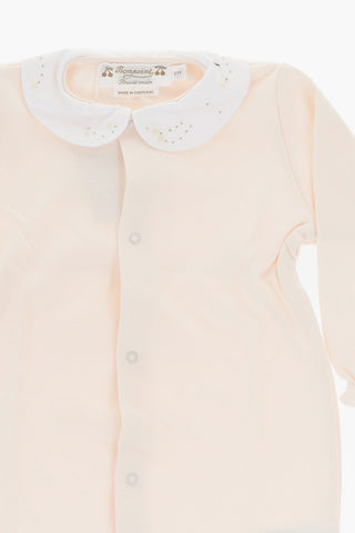 Cotton Romper suit with Lurex Embroidery Collar