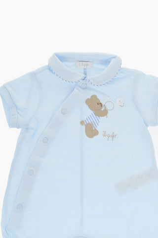 Cotton Body Suit With Teddy Bear Embroidery
