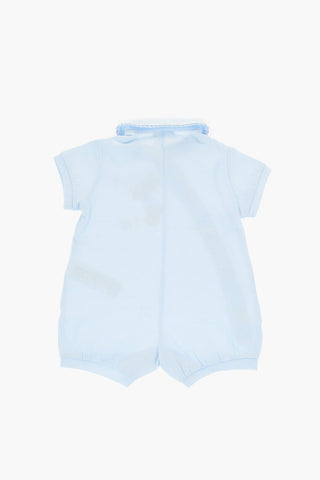 Cotton Body Suit With Teddy Bear Embroidery