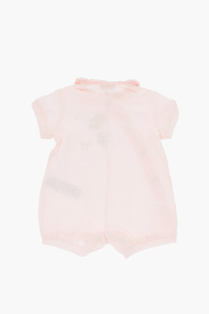 Cotton Bodysuit with Teddy Bear Embroidery