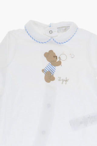 Pagliaccetto in Cotone con Ricamo Teddy Bear