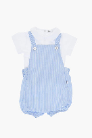 Awning Striped Cotton Romper Suit with Collar