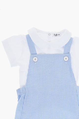 Awning Striped Cotton Romper Suit with Collar